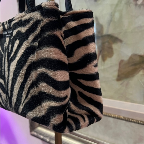 Kate Spade Vintage Black and Cream Zebra Faux Fur Mini Tote Bag - Picture 4 of 15